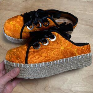 Orange Platform Espadrilles slides by Fraiche size 8